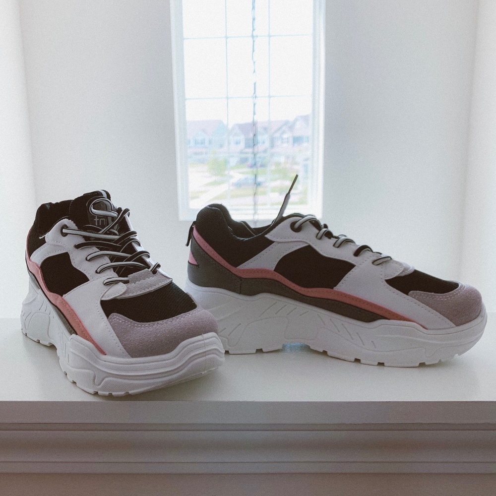 white/grey/black/pink chunky sneakers